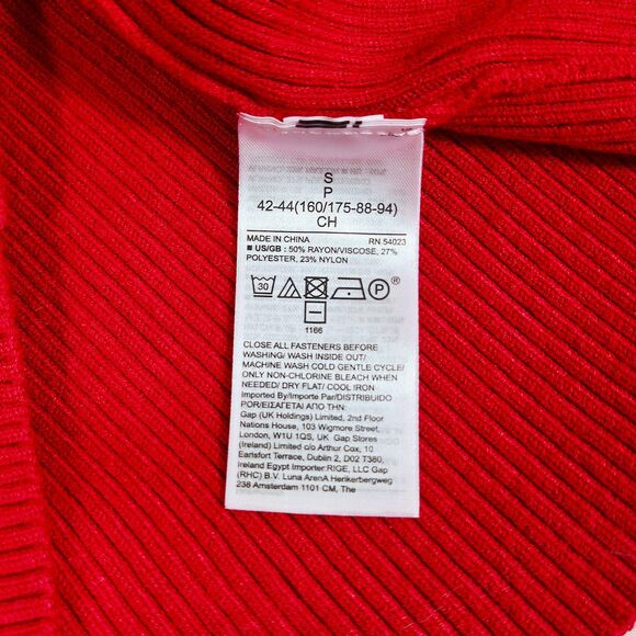 Banana Republic Small Red Off The Shoulder Sweater | Ribbed, Button Detail - Picture 9 of 10